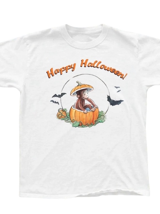 Gildan Tops - Happy Halloween Curious George Pumpkin Tee